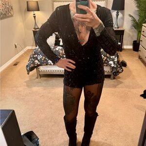 Valiant Black Sequin Mini romper